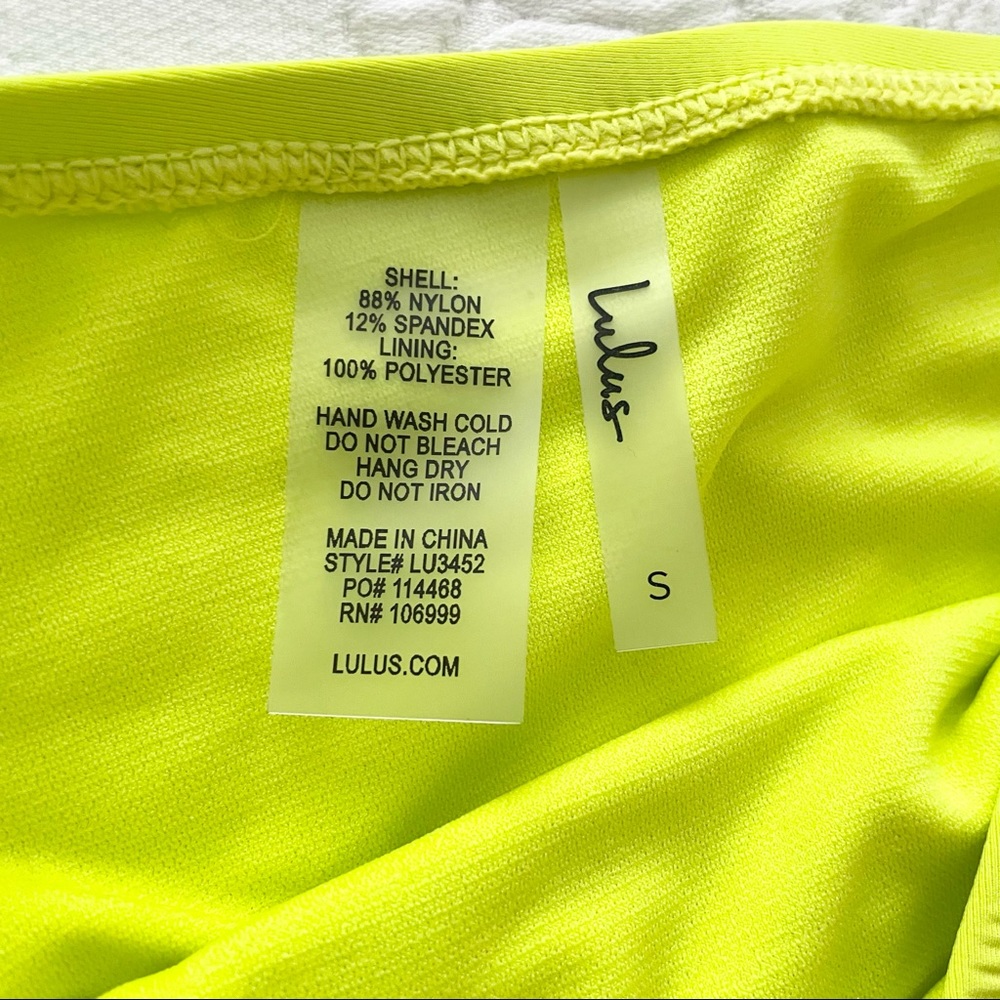 NWOT Lulus Float Along Lime Green Side-Loop Bikini Top & Bottoms Set Small - Picture 16 of 16